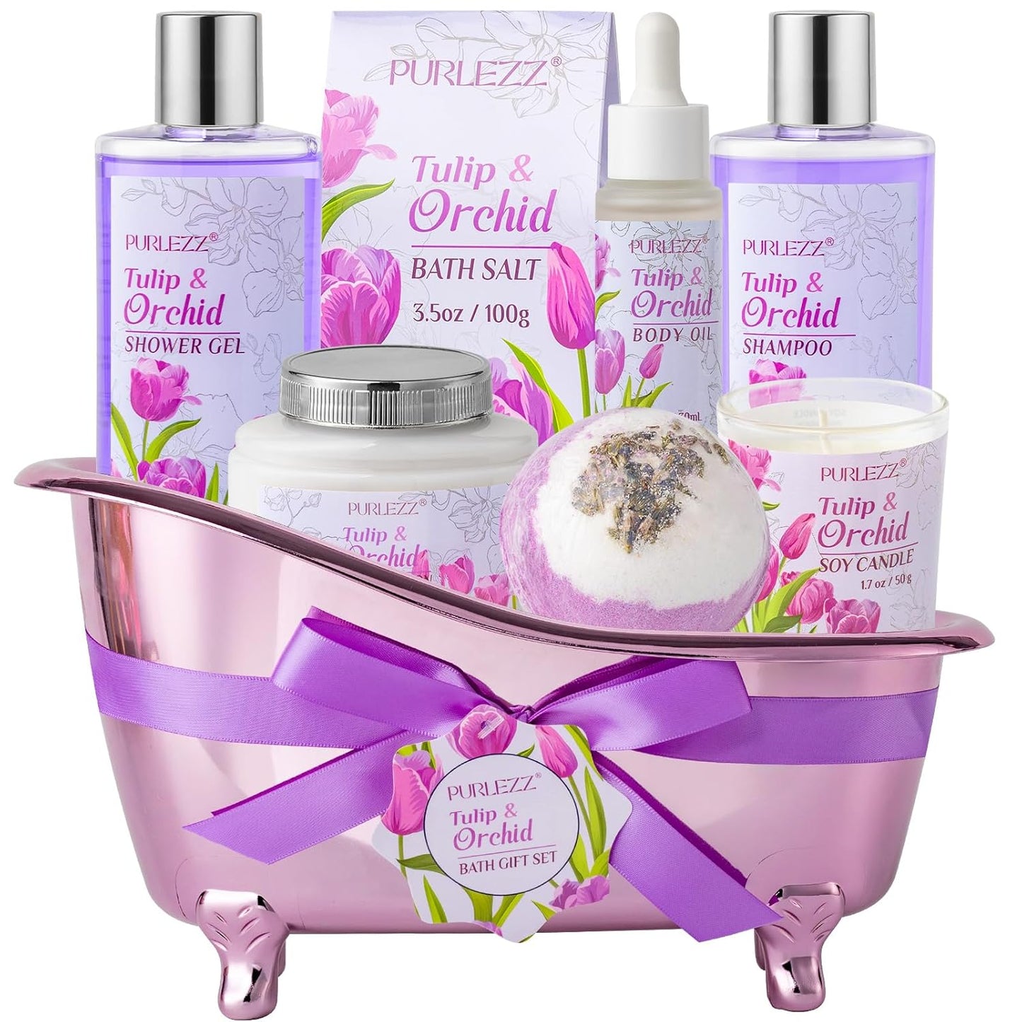 Spa Gift Basket for Women, Gift Set for Women Bath & Body Gifts for Women Tulip Gift Baskets for Women Bath Sets for Women Gift , Unique Gifts Idea for Mom Best Friend Sister Spa Self Care Kit