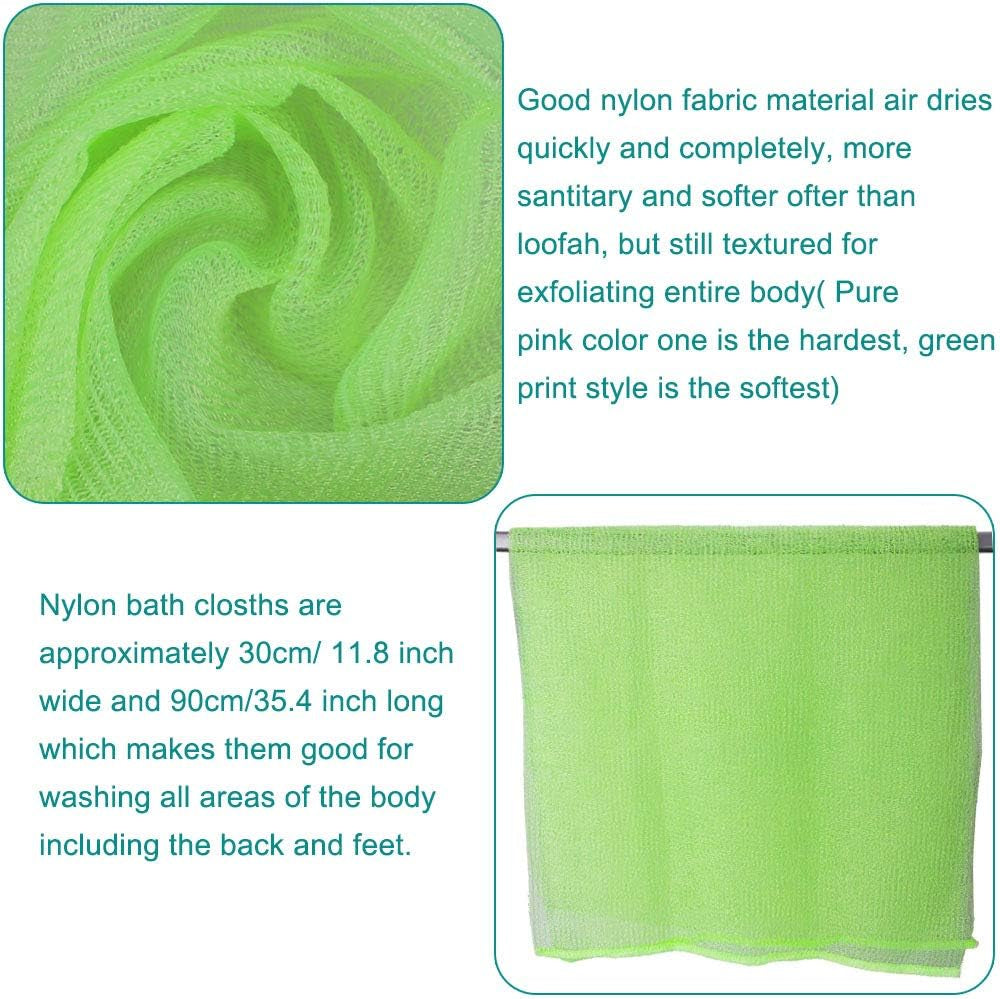 6 Pieces Exfoliating Nylon Bath Cloth Towel, 35 Inches (90Cm) Beauty Skin Bath Wash Cloth Towel Massage Bath Cloth for Women and Men