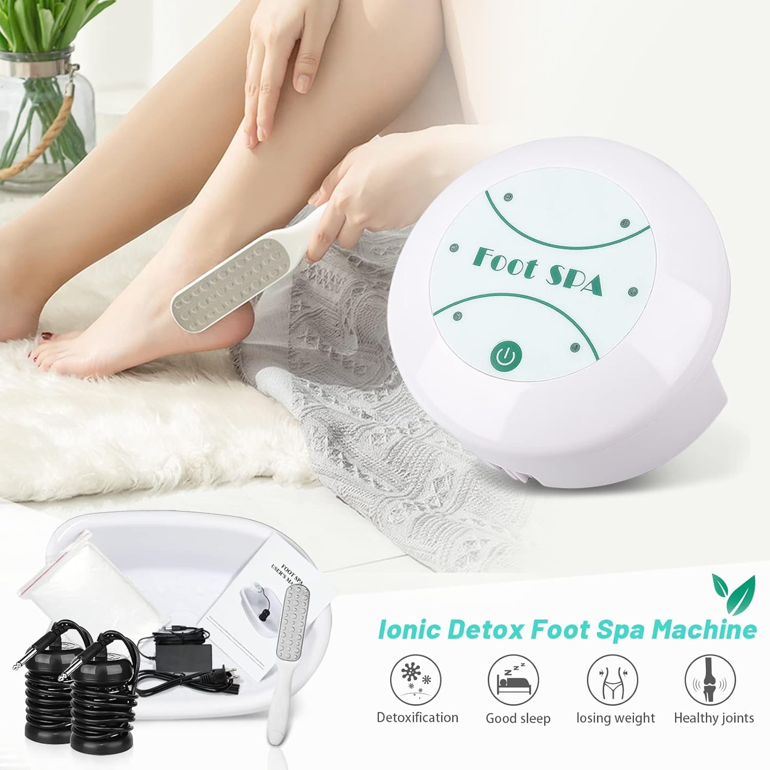 BOEE Ionic Detox Foot Bath Machine with Foot File, Ionic Foot Bath Detox Machine Ion Cleanse Detox Bath for Home USE, Regain Vitality and Own Extra Smooth& Beauty Foot