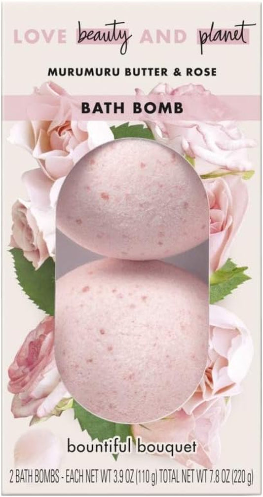 Love Beauty and Planet Bath Bomb, Murumuru Butter and Rose, 2 X 3.9 Oz