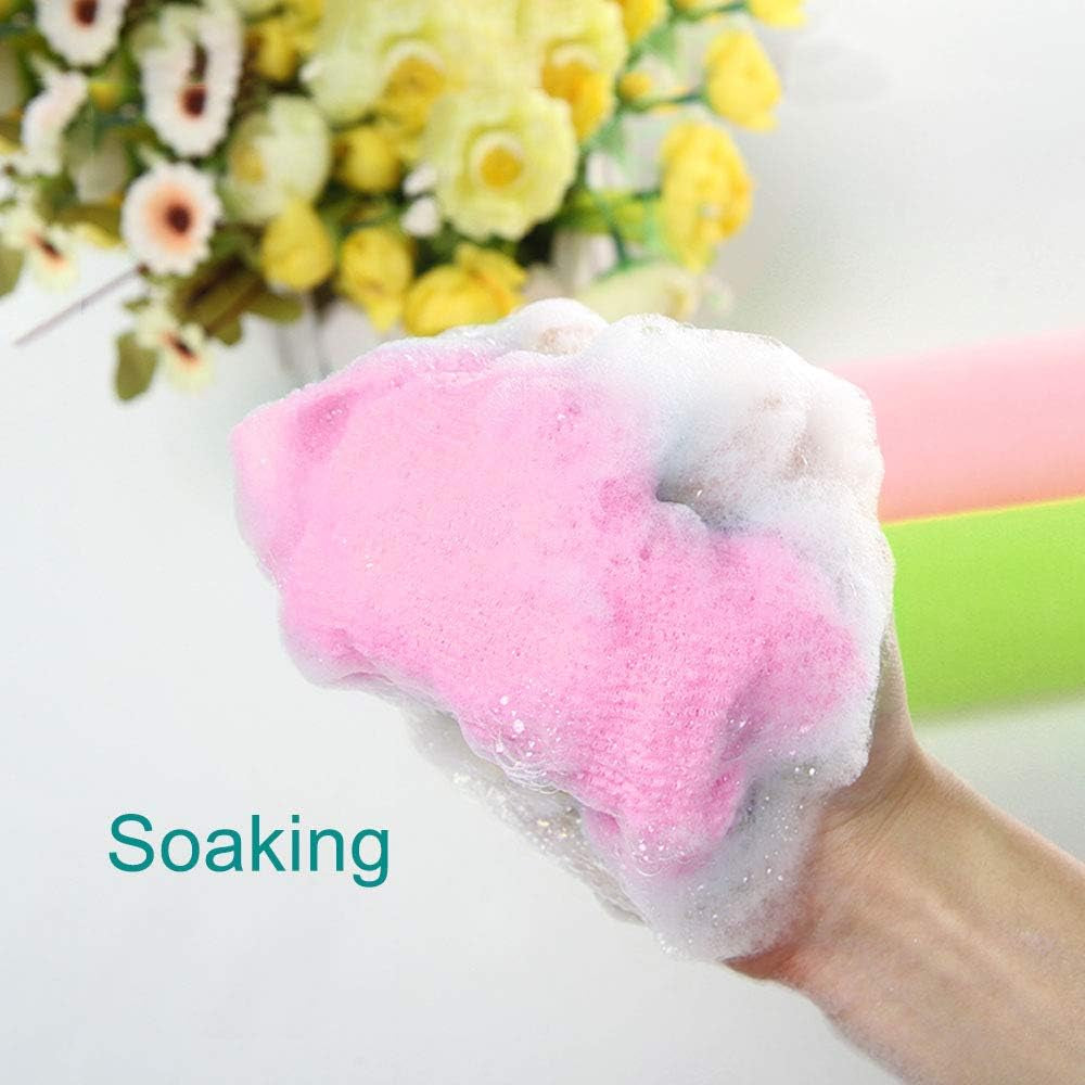 6 Pieces Exfoliating Nylon Bath Cloth Towel, 35 Inches (90Cm) Beauty Skin Bath Wash Cloth Towel Massage Bath Cloth for Women and Men