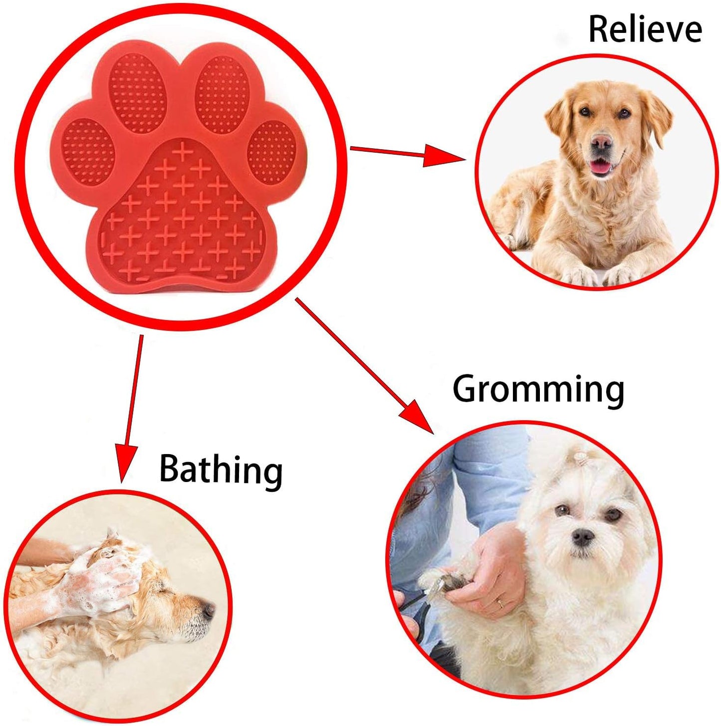 Dog Licking Mat for Anxiety Peanut Butter Slow Feeder Dog Bowls Dog Licking Pad with Strong Suction to Wall for Pet Bathing,Grooming,And Dog Training (Red)