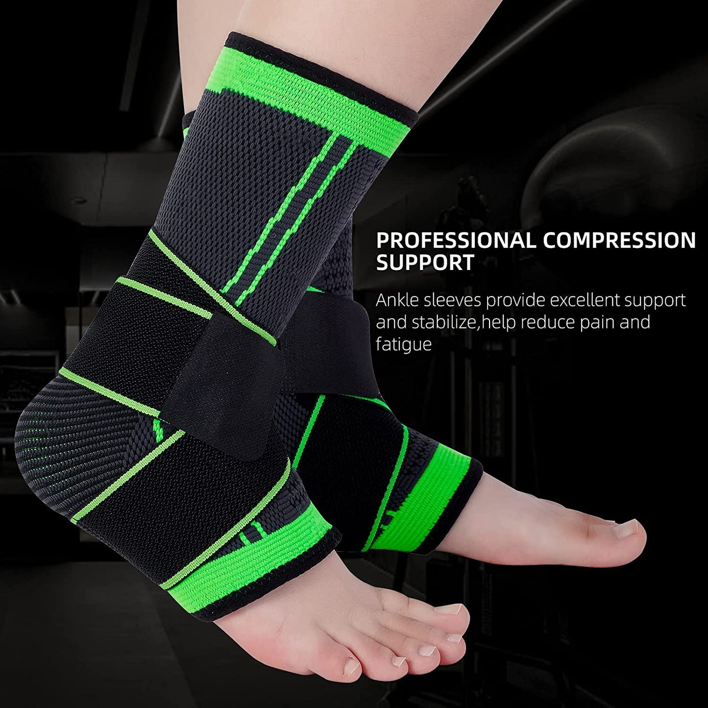 Ankle Support Brace, Breathable Ankle Compression Sleeve with Adjustable Wrap,Elastic Ankle Braces Stabilizer for Plantar Fasciitis,Achilles Tendonitis,Sprained Ankle Pain Swelling Relief (Single)