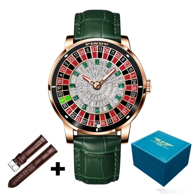 INDU Roulette Series Watch Men'S oker Fully Automatic Mechanical Watch Luminous Trendy Men'S Watch Large Dial Watch