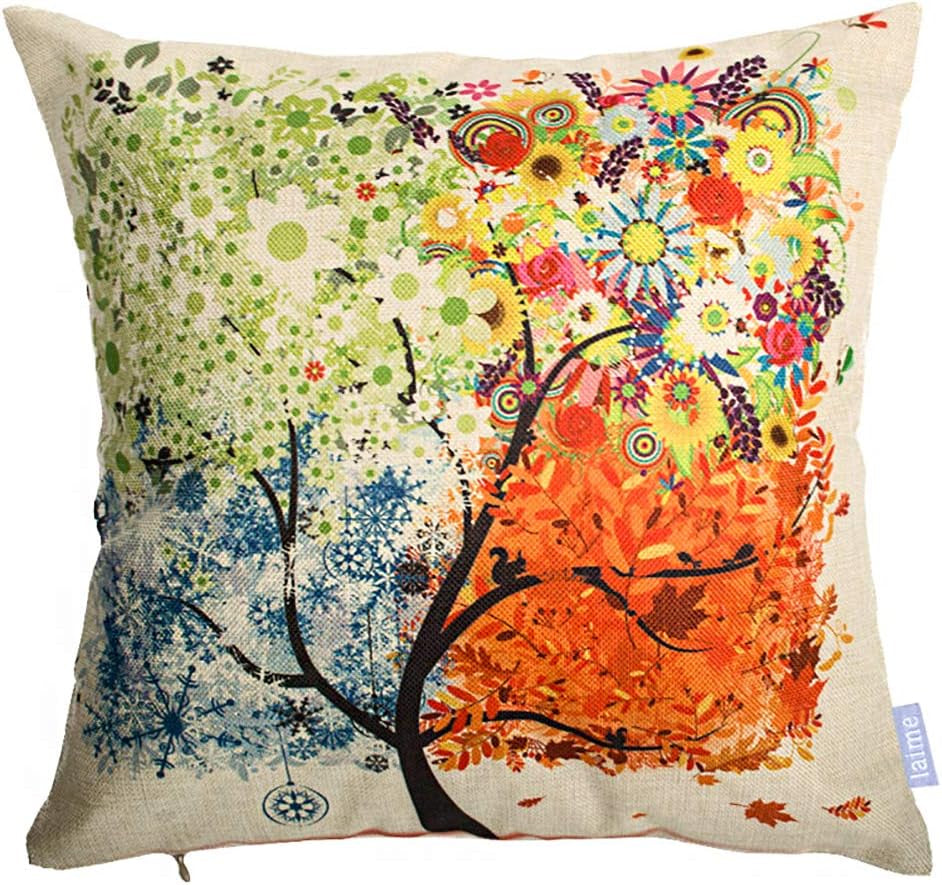 Throw Pillow Covers 18X18 Inch Set of 4 Pillow Cases Natural Pattern Decorative Pillowcases Home Car Decorative under the Tree