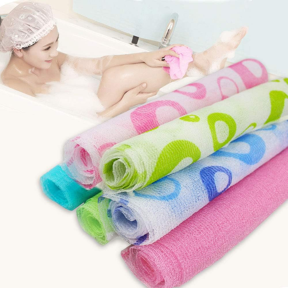 6 Pieces Exfoliating Nylon Bath Cloth Towel, 35 Inches (90Cm) Beauty Skin Bath Wash Cloth Towel Massage Bath Cloth for Women and Men