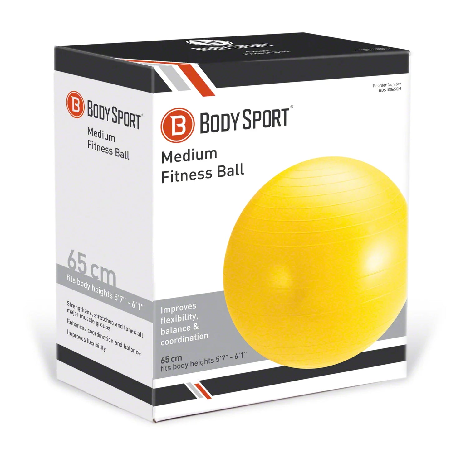 Yellow Fitness Ball (65 Cm), Pump & Exercise Guide Included