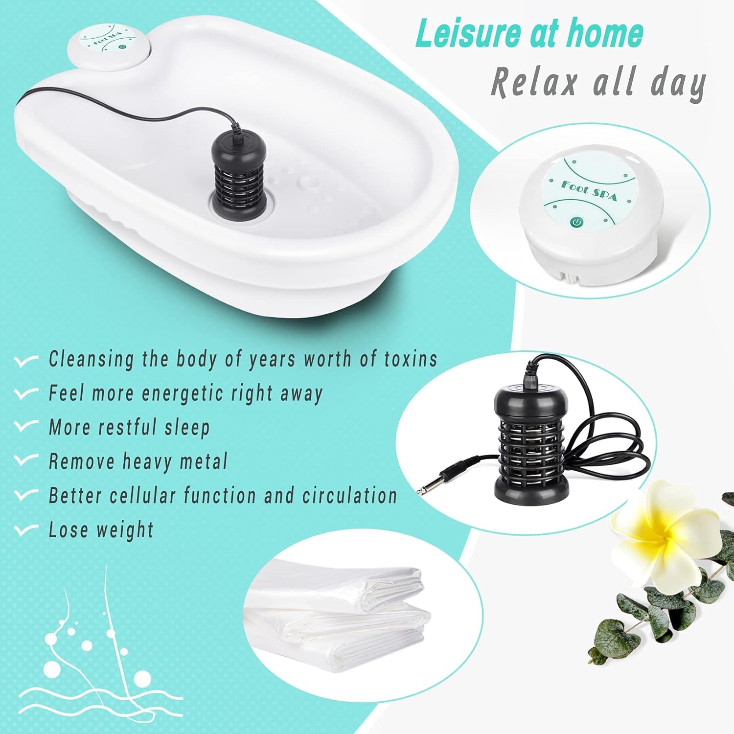 BOEE Ionic Detox Foot Bath Machine with Foot File, Ionic Foot Bath Detox Machine Ion Cleanse Detox Bath for Home USE, Regain Vitality and Own Extra Smooth& Beauty Foot