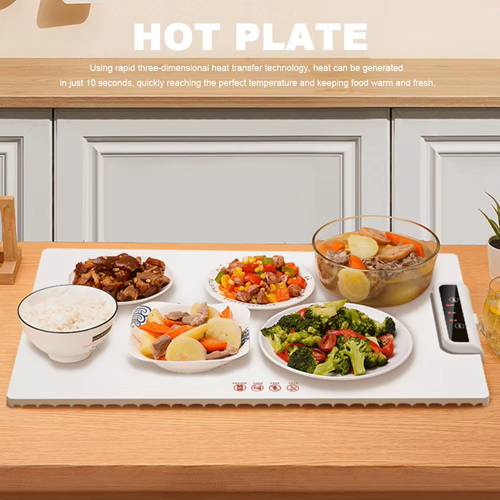 Electric Warming Tray with Adjustable Temperature Smart Warming Plate Silicone Fast Heating for Parties Family Gatherings