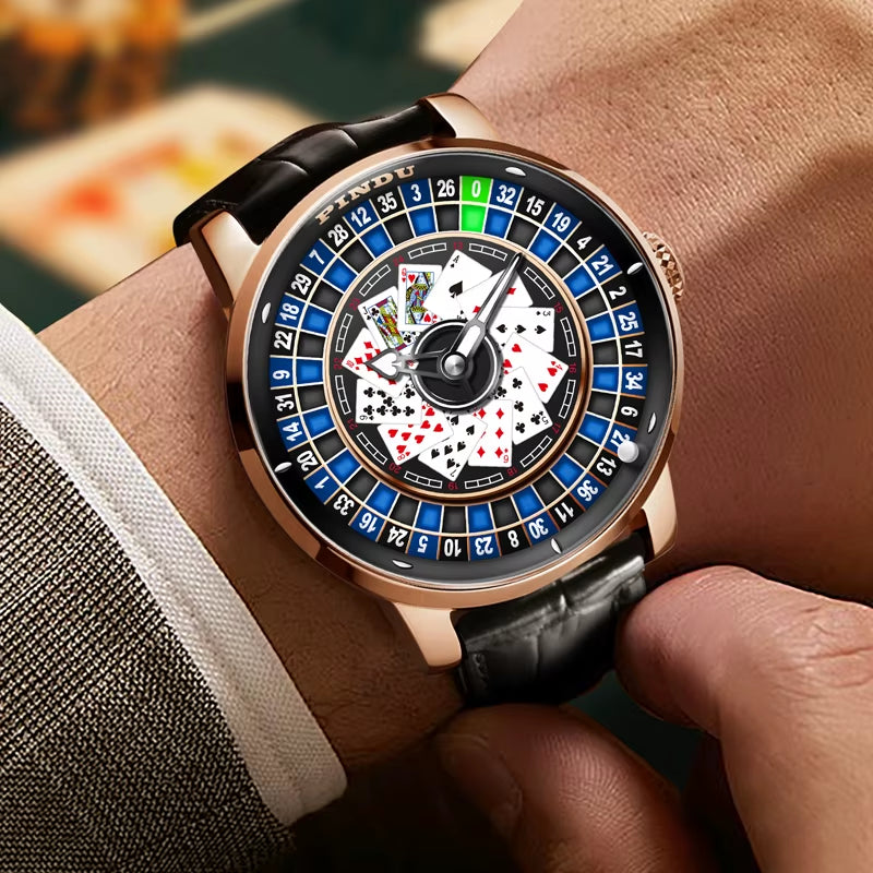 INDU Roulette Series Watch Men'S oker Fully Automatic Mechanical Watch Luminous Trendy Men'S Watch Large Dial Watch