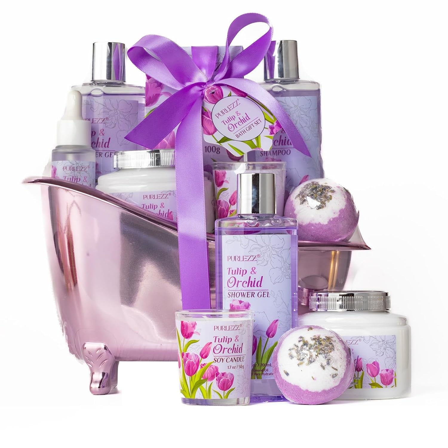 Spa Gift Basket for Women, Gift Set for Women Bath & Body Gifts for Women Tulip Gift Baskets for Women Bath Sets for Women Gift , Unique Gifts Idea for Mom Best Friend Sister Spa Self Care Kit