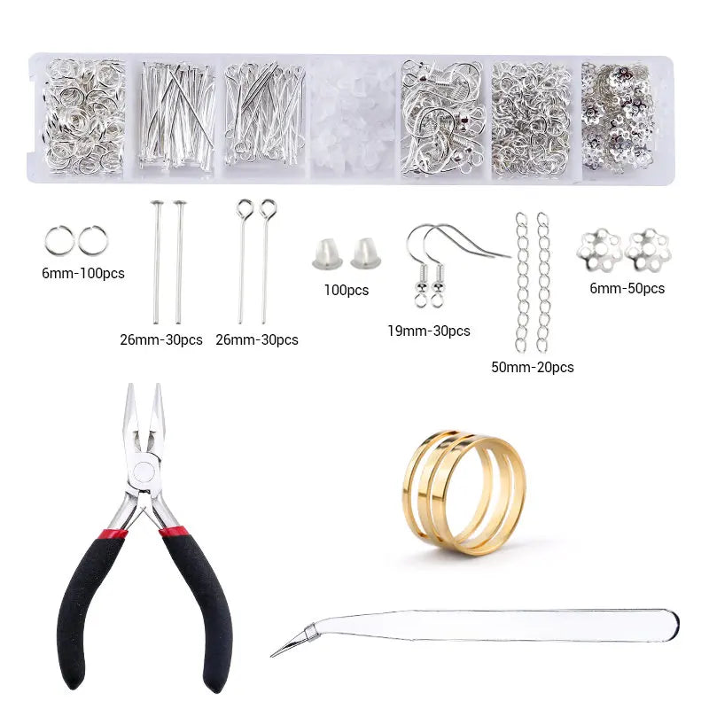 Jewelry Making Supplies Kit with Jewelry Tools, Jewelry Copper Wires Thread and Jewelry Findings for Jewelry Repair and Beading