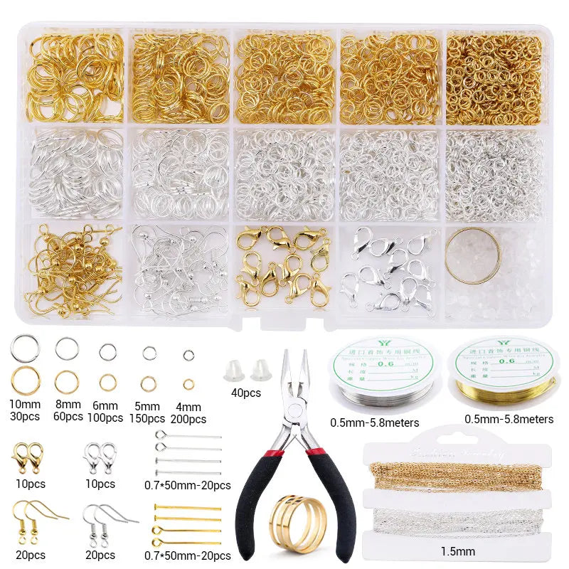 Jewelry Making Supplies Kit with Jewelry Tools, Jewelry Copper Wires Thread and Jewelry Findings for Jewelry Repair and Beading