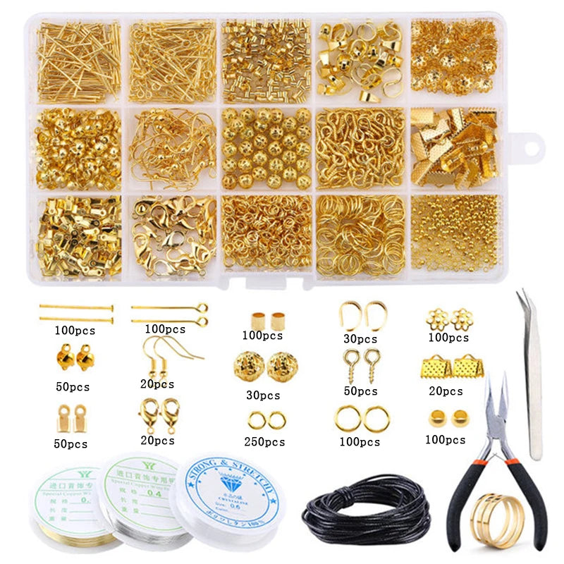 Jewelry Making Supplies Kit with Jewelry Tools, Jewelry Copper Wires Thread and Jewelry Findings for Jewelry Repair and Beading