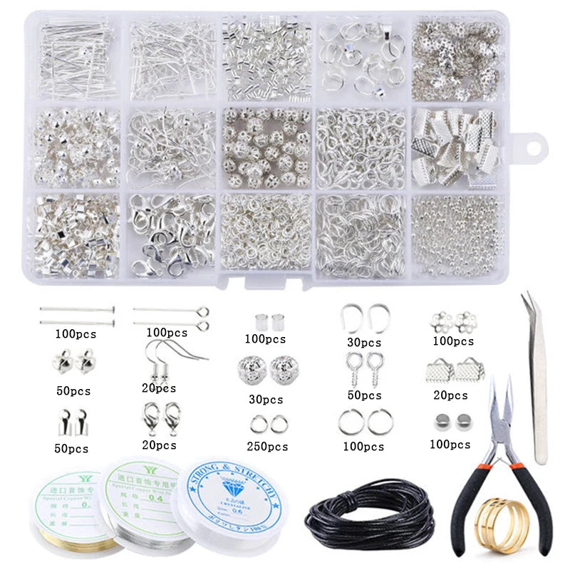 Jewelry Making Supplies Kit with Jewelry Tools, Jewelry Copper Wires Thread and Jewelry Findings for Jewelry Repair and Beading