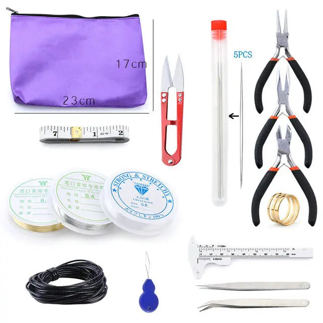 Jewelry Making Supplies Kit with Jewelry Tools, Jewelry Copper Wires Thread and Jewelry Findings for Jewelry Repair and Beading