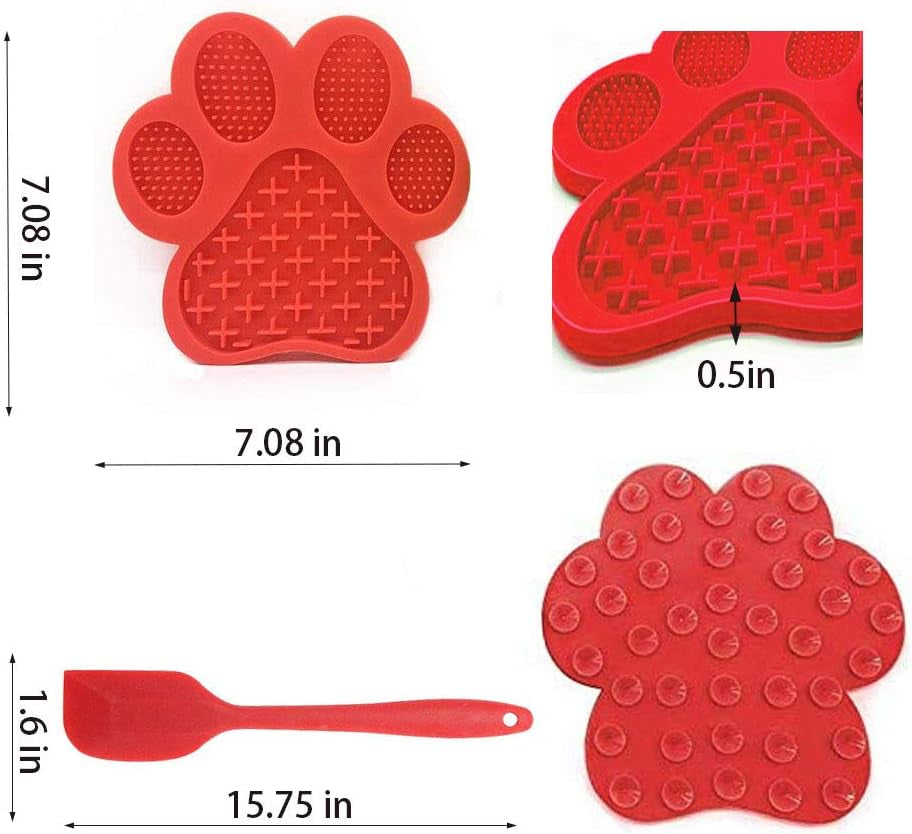 Dog Licking Mat for Anxiety Peanut Butter Slow Feeder Dog Bowls Dog Licking Pad with Strong Suction to Wall for Pet Bathing,Grooming,And Dog Training (Red)