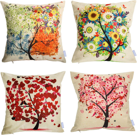 Throw Pillow Covers 18X18 Inch Set of 4 Pillow Cases Natural Pattern Decorative Pillowcases Home Car Decorative under the Tree