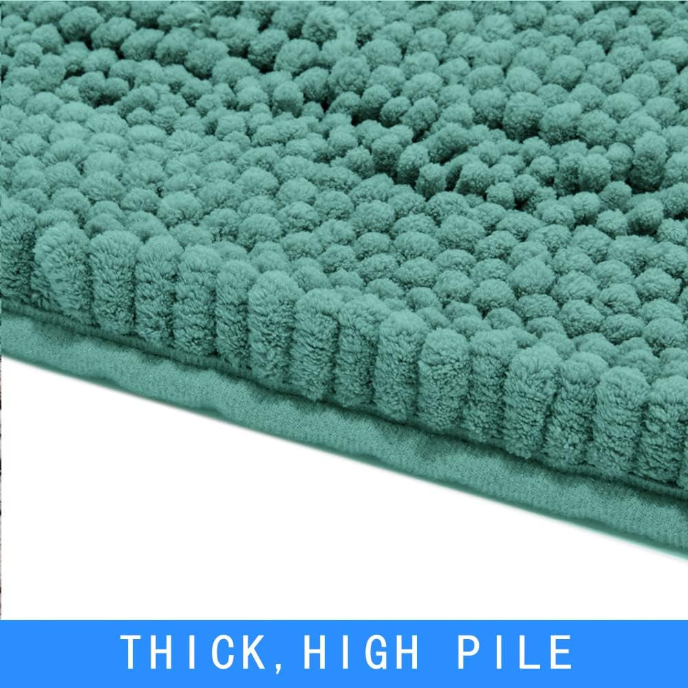 Bathroom Rug Thick Chenille Bath Mats for Bathroom Non Slip Luxury Bathroom Rugs Plush Microfiber Bath Mat Large Green Soft Floor Mat 16X24