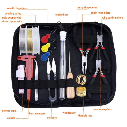 Jewelry Making Supplies Kit with Jewelry Tools, Jewelry Copper Wires Thread and Jewelry Findings for Jewelry Repair and Beading