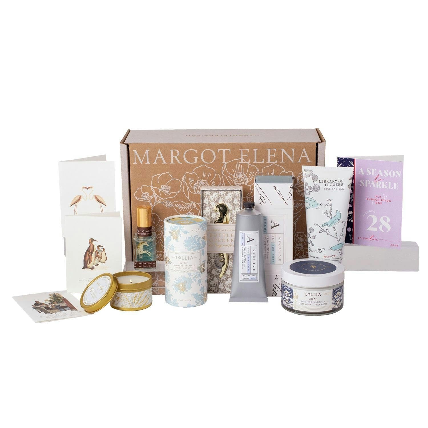 Margot Elena Seasonal Discovery Box Holiday Beauty Gift Set, Bath and Beauty Sets for Women, Self Care Kit, Women’S Fragrances, Smooth Skin & Bath Essentials, Luxury Spa Gift Box