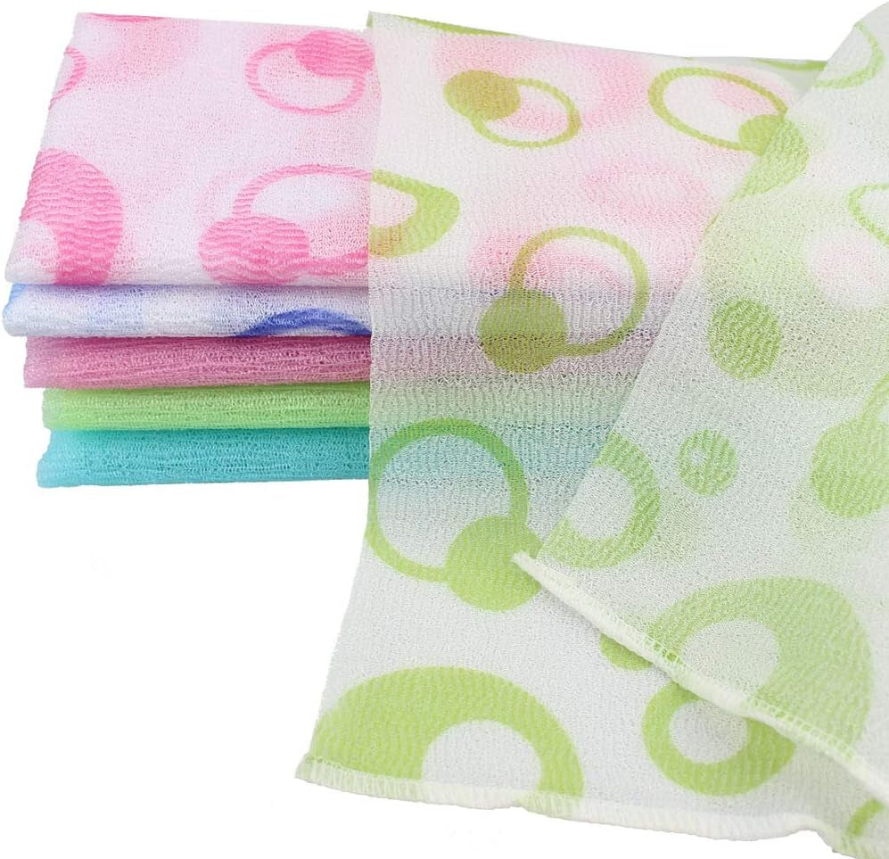 6 Pieces Exfoliating Nylon Bath Cloth Towel, 35 Inches (90Cm) Beauty Skin Bath Wash Cloth Towel Massage Bath Cloth for Women and Men