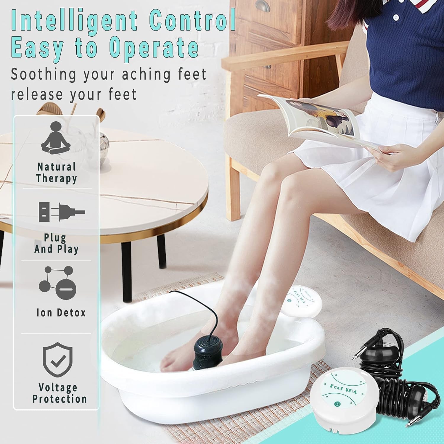 BOEE Ionic Detox Foot Bath Machine with Foot File, Ionic Foot Bath Detox Machine Ion Cleanse Detox Bath for Home USE, Regain Vitality and Own Extra Smooth& Beauty Foot