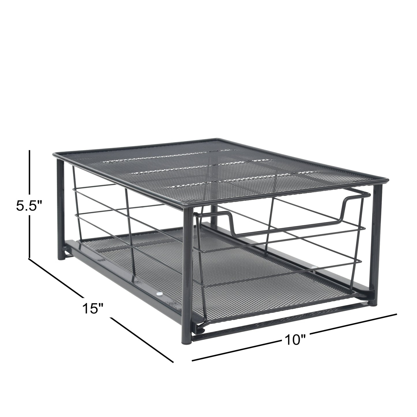 (2 Pack)  Small Stackable Slide-Out Drawer Organizer, Black, 10 in X 15 in X 5.5 In