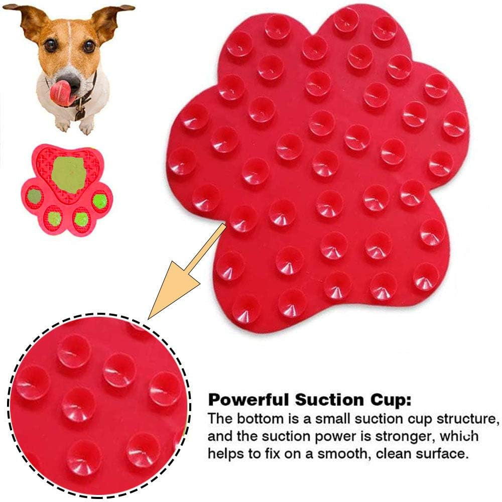 Dog Licking Mat for Anxiety Peanut Butter Slow Feeder Dog Bowls Dog Licking Pad with Strong Suction to Wall for Pet Bathing,Grooming,And Dog Training (Red)