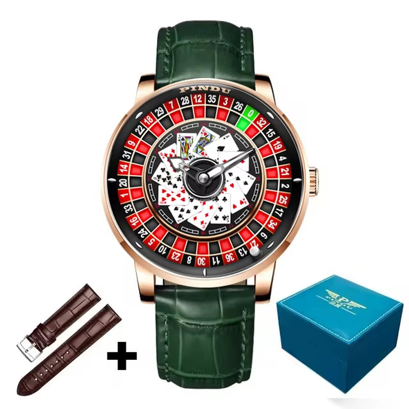 INDU Roulette Series Watch Men'S oker Fully Automatic Mechanical Watch Luminous Trendy Men'S Watch Large Dial Watch